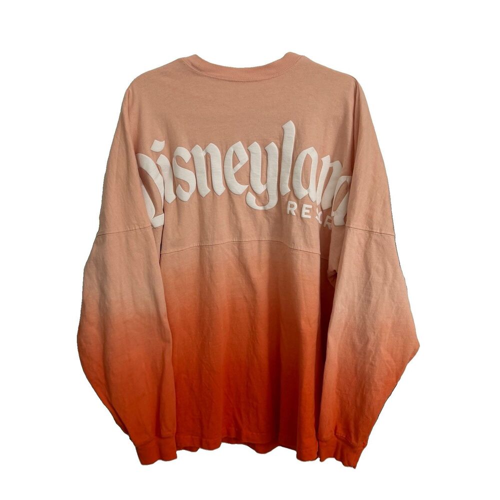 Disneyland Resort Spirit Jersey Sweatshirt Womens Large Long Sleeve Orange Ombre
